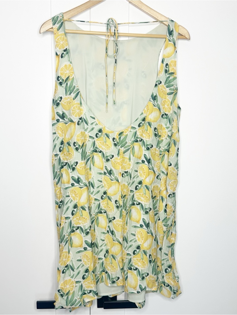 Abercrombie & Fitch TRAPEZE TEXTURE SHORT DRESS Large Day lemon backless summer - Picture 7 of 13